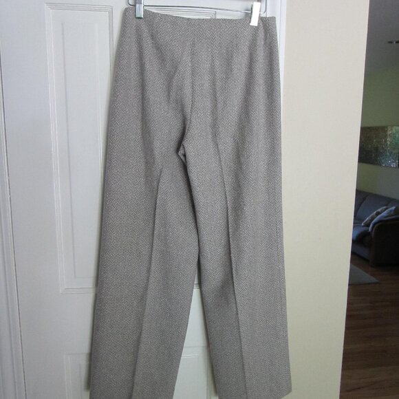 NWT $298 – LINDA ALLARD ELLEN TRACY Gray Woven ZigZag Wide-Leg Slacks / Pants 4P - Picture 8 of 8